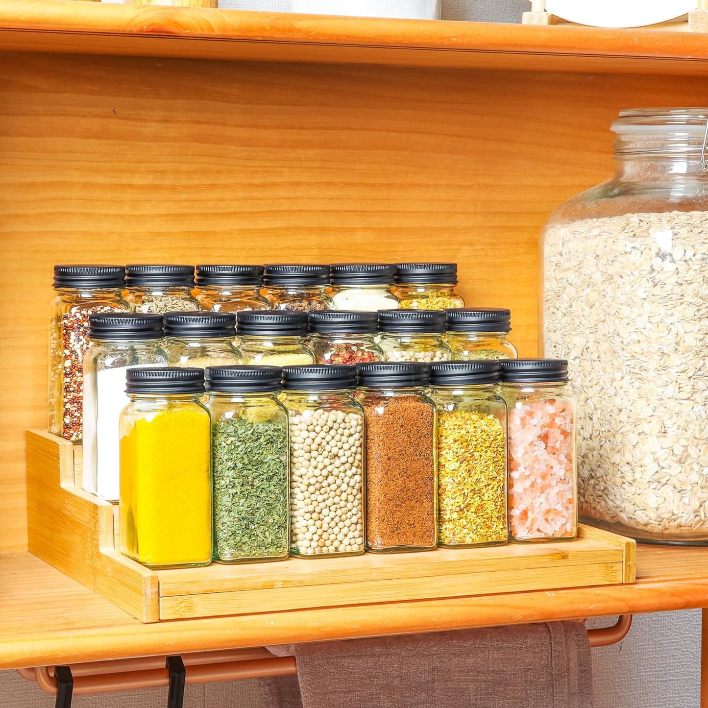 6Pcs 4Oz Glass Spice Jars with Shaker Lids, 21 Labels, Spice Jars Trial Set & Supplement Set, Empty Spice Containers and Square Spice Bottles for Kitchen and Seasoning