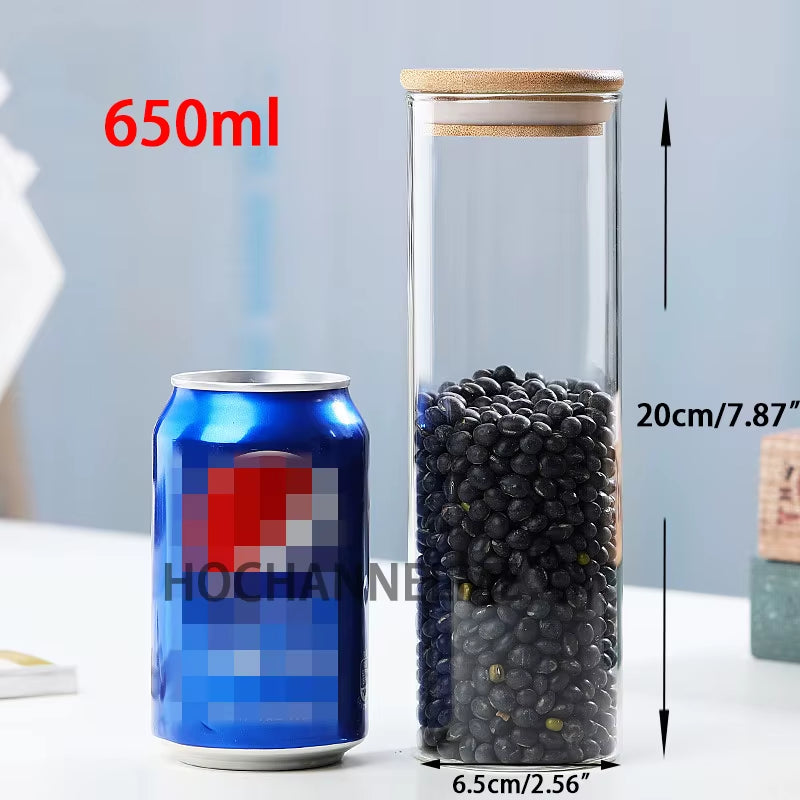 Mason Candy Jar for Spices Glass Bamboo Cover Container Glass Jars with Lids Cookie Jar Kitchen Jars and Lids Wholesale