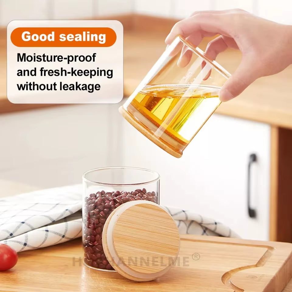 Mason Candy Jar for Spices Glass Bamboo Cover Container Glass Jars with Lids Cookie Jar Kitchen Jars and Lids Wholesale