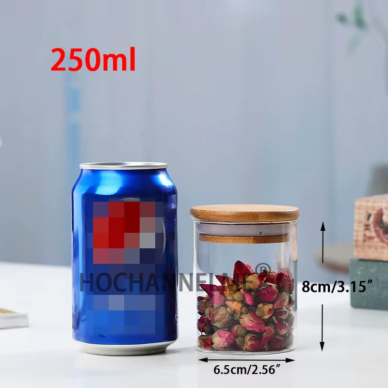 Mason Candy Jar for Spices Glass Bamboo Cover Container Glass Jars with Lids Cookie Jar Kitchen Jars and Lids Wholesale