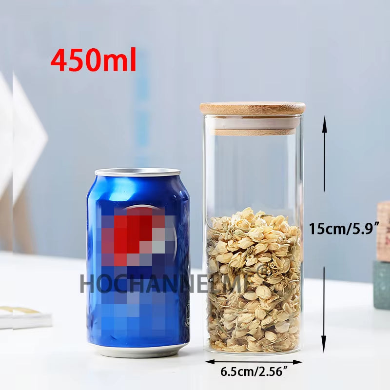 Mason Candy Jar for Spices Glass Bamboo Cover Container Glass Jars with Lids Cookie Jar Kitchen Jars and Lids Wholesale
