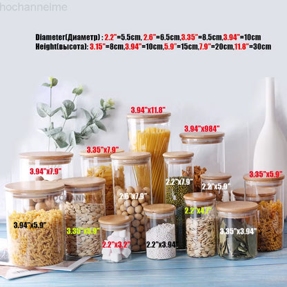 Mason Candy Jar for Spices Glass Bamboo Cover Container Glass Jars with Lids Cookie Jar Kitchen Jars and Lids Wholesale