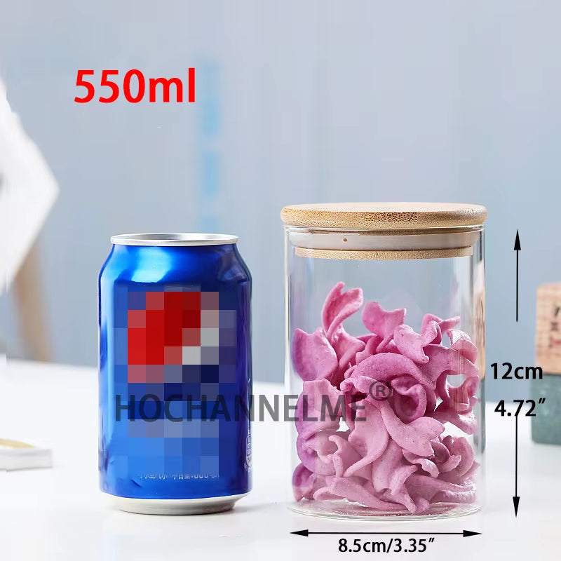 Mason Candy Jar for Spices Glass Bamboo Cover Container Glass Jars with Lids Cookie Jar Kitchen Jars and Lids Wholesale