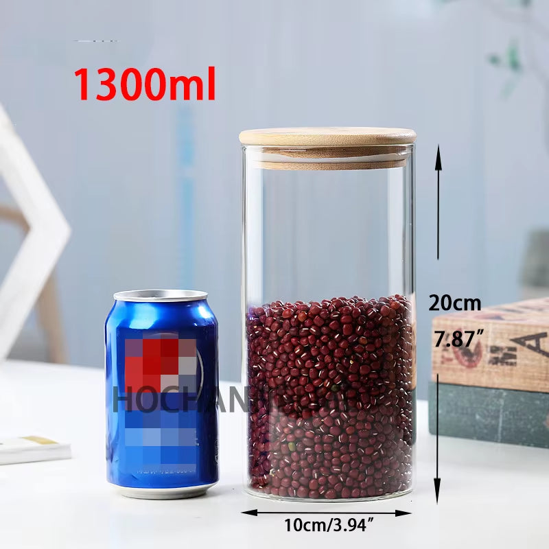Mason Candy Jar for Spices Glass Bamboo Cover Container Glass Jars with Lids Cookie Jar Kitchen Jars and Lids Wholesale