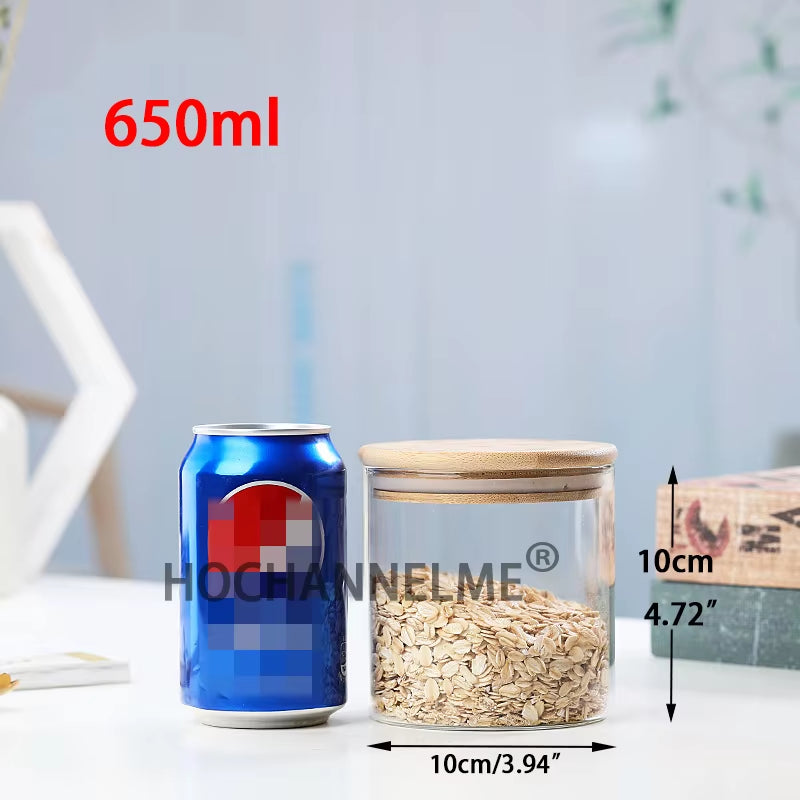 Mason Candy Jar for Spices Glass Bamboo Cover Container Glass Jars with Lids Cookie Jar Kitchen Jars and Lids Wholesale