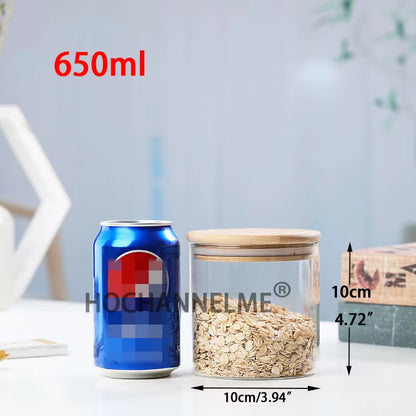 Mason Candy Jar for Spices Glass Bamboo Cover Container Glass Jars with Lids Cookie Jar Kitchen Jars and Lids Wholesale