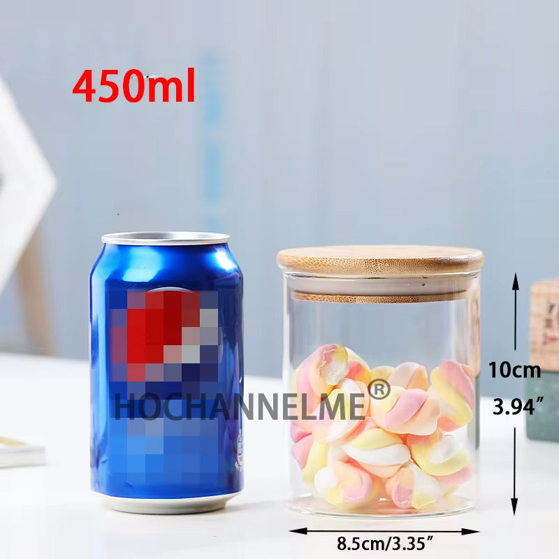 Mason Candy Jar for Spices Glass Bamboo Cover Container Glass Jars with Lids Cookie Jar Kitchen Jars and Lids Wholesale