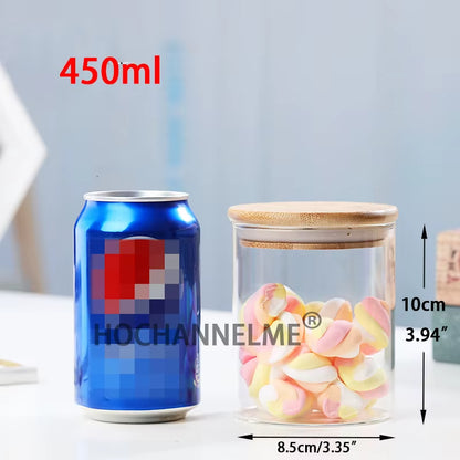 Mason Candy Jar for Spices Glass Bamboo Cover Container Glass Jars with Lids Cookie Jar Kitchen Jars and Lids Wholesale