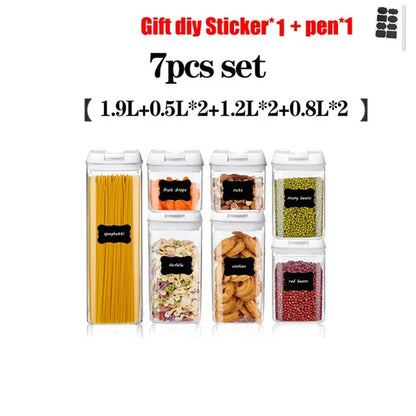 Plastic Food Storage Container Spice Jar Set Kitchen Box Bulk Sealed Jar Refrigerator Vacuum Transparent Storage Bottle Tea Tank