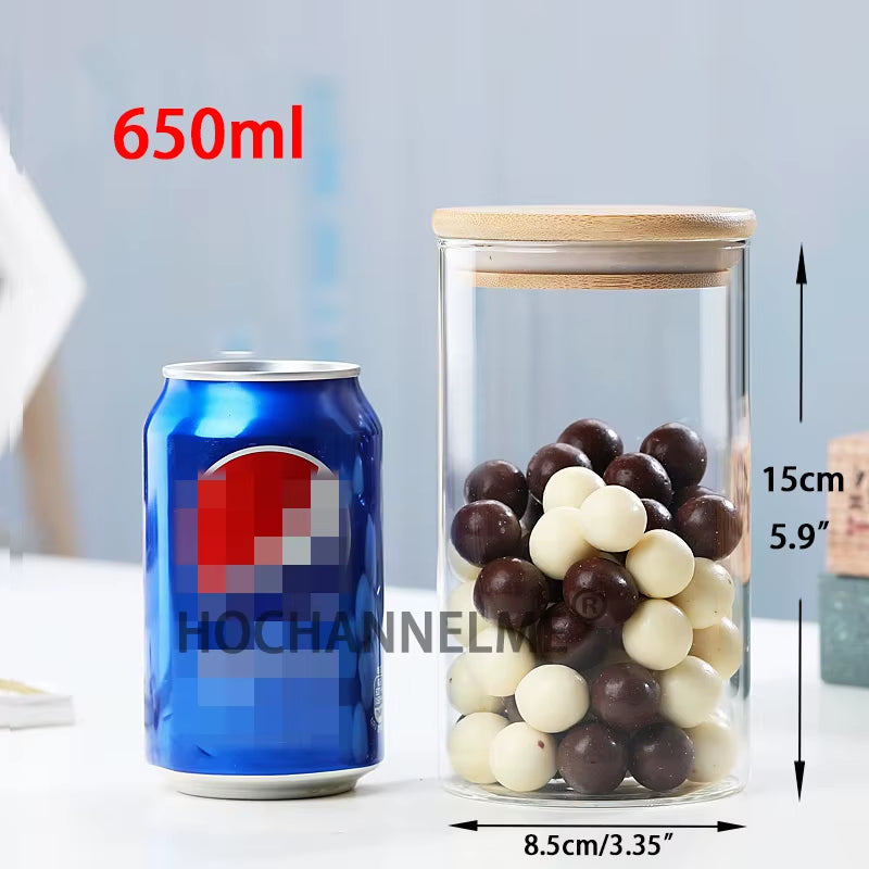 Mason Candy Jar for Spices Glass Bamboo Cover Container Glass Jars with Lids Cookie Jar Kitchen Jars and Lids Wholesale